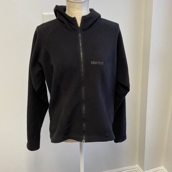 Marmot Polartec Women's Hooded Fleece Jacket - Black - Size L - GUC - Picture 1 of 7
